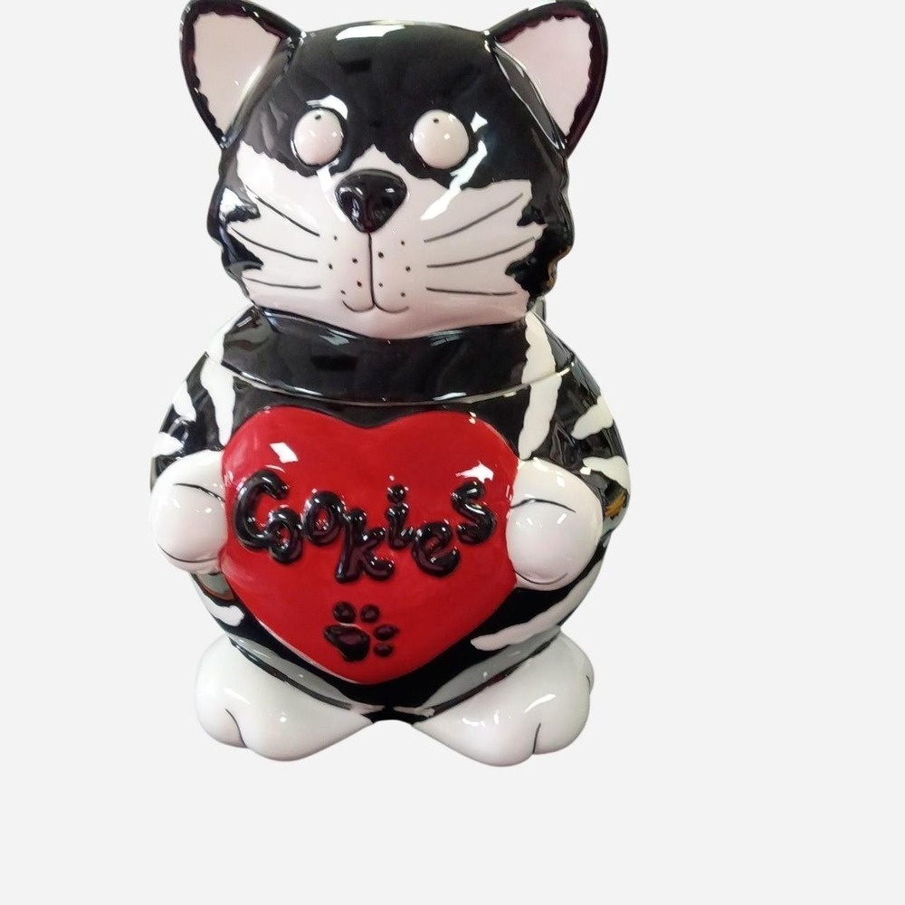 Vintage Black &White Fib Burton & Burton Chester The Cat Hand Painted Cookie Jar
